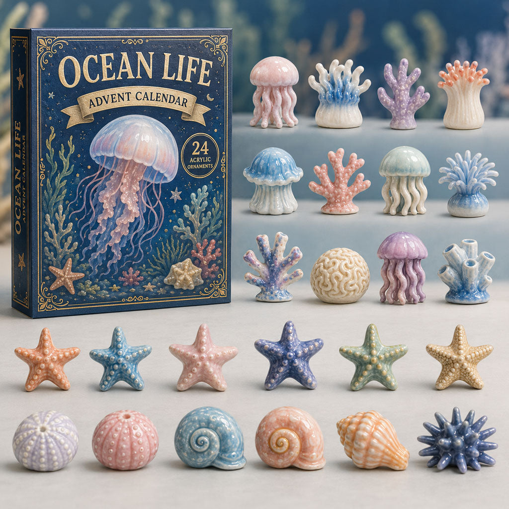 CHRISMAST KICKOFF 40% OFF - Ocean Life Kingdom Advent Calendar 2026 - 24-Day Festive Countdown, Acrylic Charms Blind Box - Gift For Fish Lovers AC0TM155