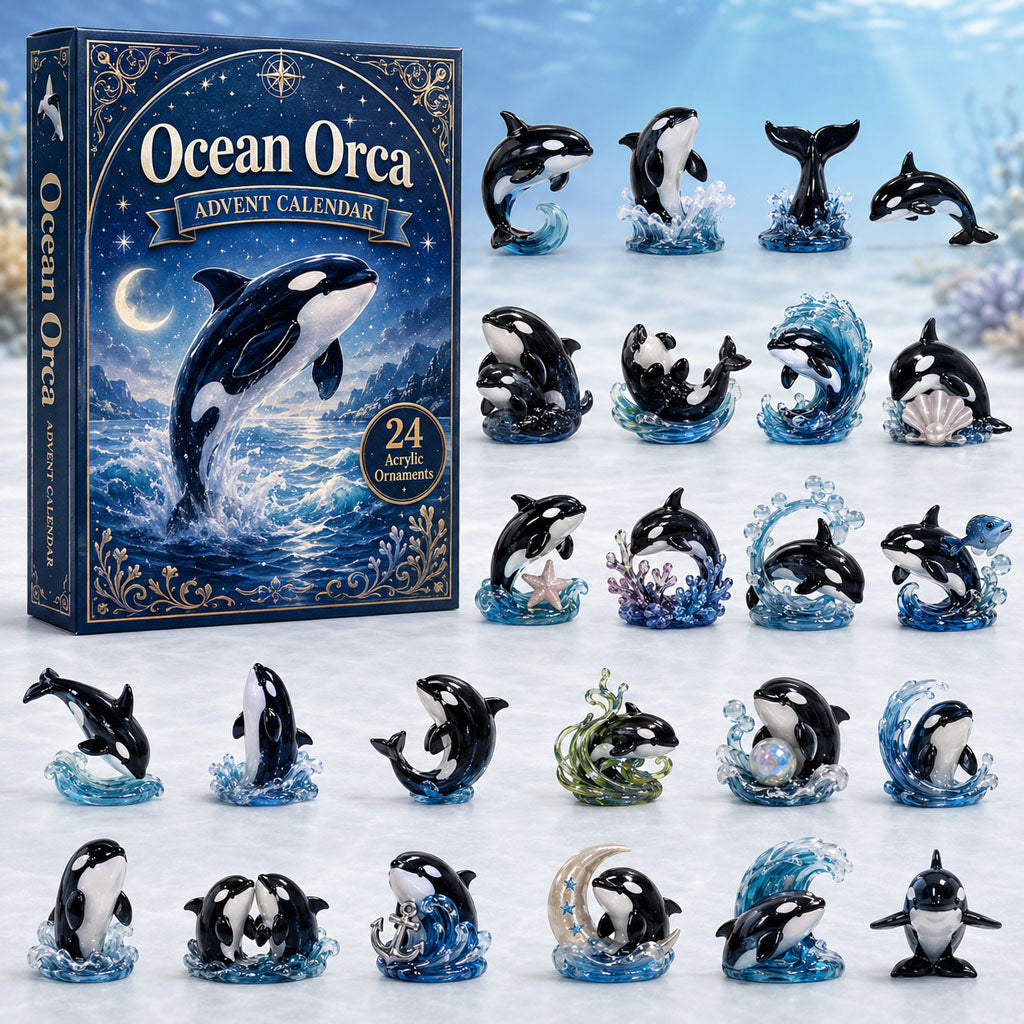 CHRISTMAS KICKOFF 40% OFF - Ocean Orca Advent Calendar 2026 - 24-Day Festive Countdown, Acrylic Charms Blind Box - Gift For Orca Lovers AC0HA147