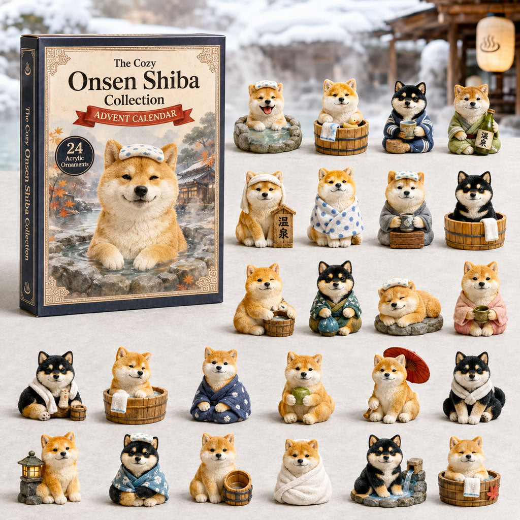CHRISTMAS KICKOFF 40% OFF - Onsen Shiba Advent Calendar 2026 - 24-Day Festive Countdown, Acrylic Charms Blind Box - Gift For Shiba Lovers AC0TH044