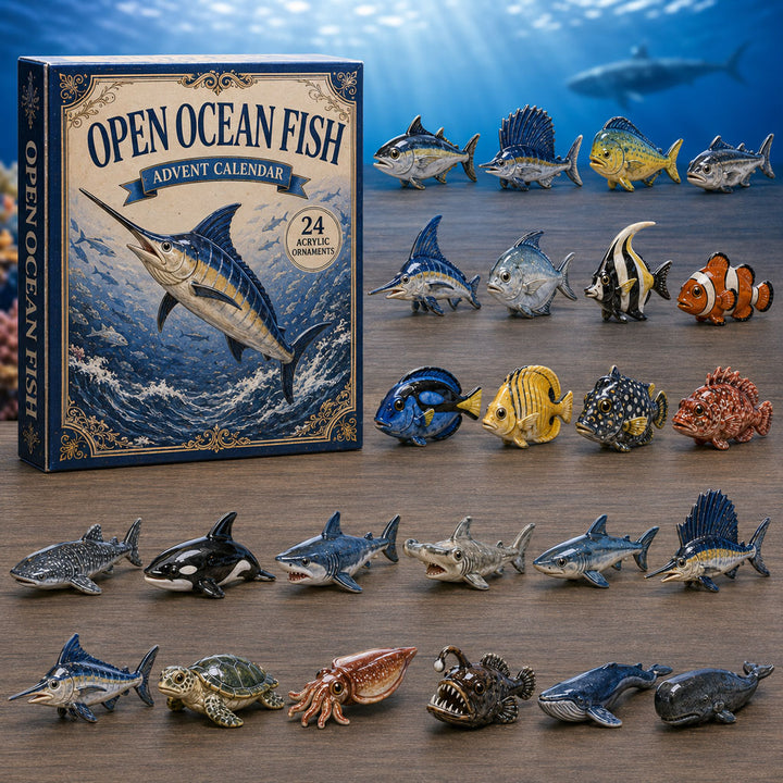 CHRISMAST KICKOFF 40% OFF - Open Ocean Fish Advent Calendar 2026 - 24-Day Festive Countdown, Acrylic Charms Blind Box - Gift For Fish Lovers AC0TM150
