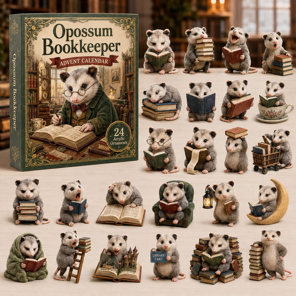 CHRISTMAS KICKOFF 40% OFF - Opossum Bookkeeper Advent Calendar 2026 - 24-Day Festive Countdown, Acrylic Charms Blind Box - Gift For Opossum Lovers AC0TH173