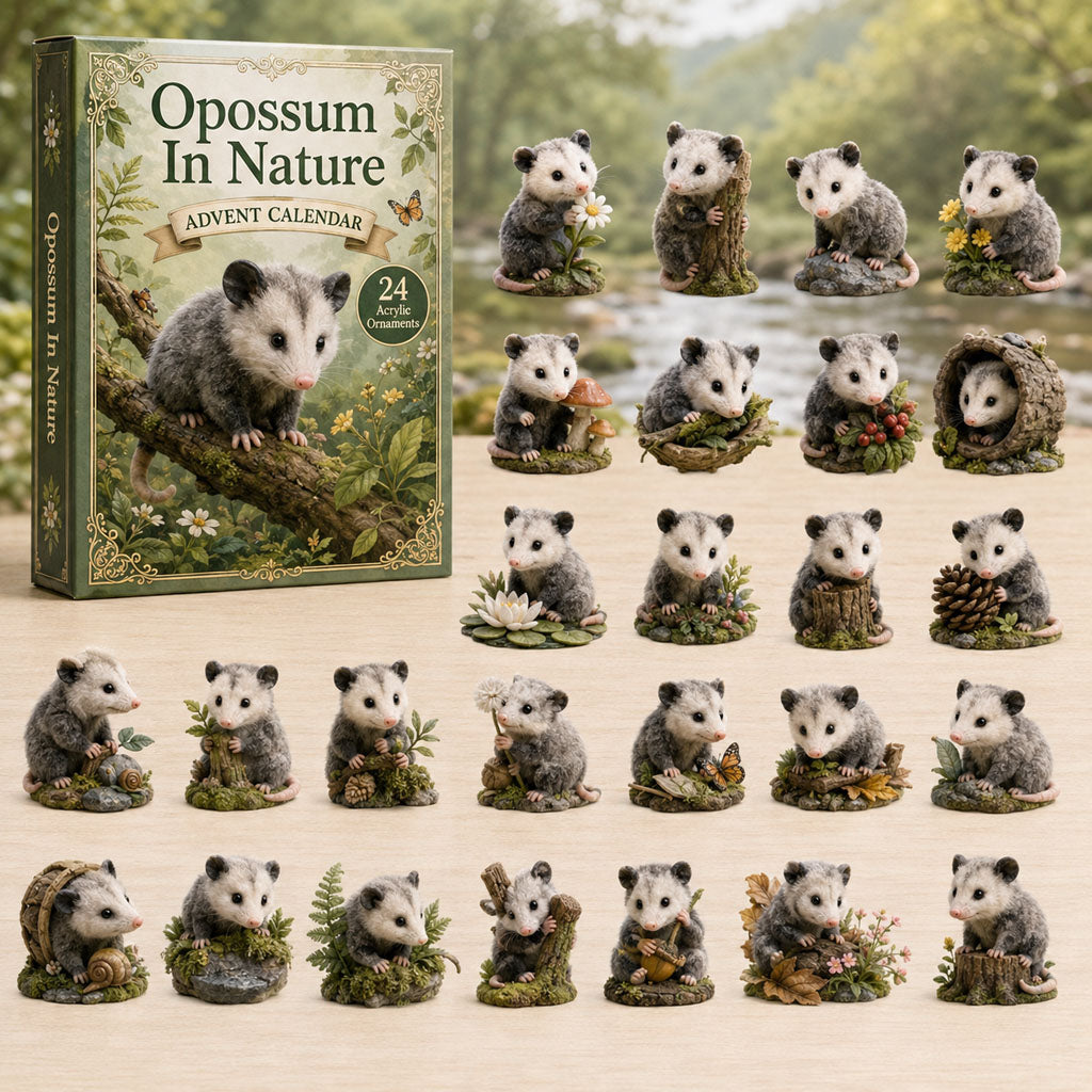 CHRISTMAS KICKOFF 40% OFF - Opossum In Nature Advent Calendar 2026 - 24-Day Festive Countdown, Acrylic Charms Blind Box - Gift For Opossum Lovers AC0TH168