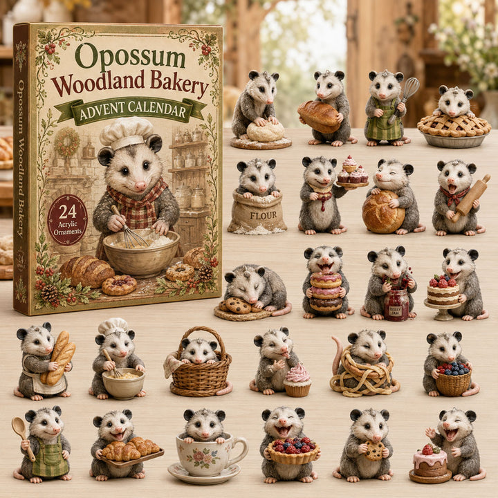 CHRISTMAS KICKOFF 40% OFF - Opossum Woodland Bakery Advent Calendar 2026 - 24-Day Festive Countdown, Acrylic Charms Blind Box - Gift For Opossum Lovers AC0TH175
