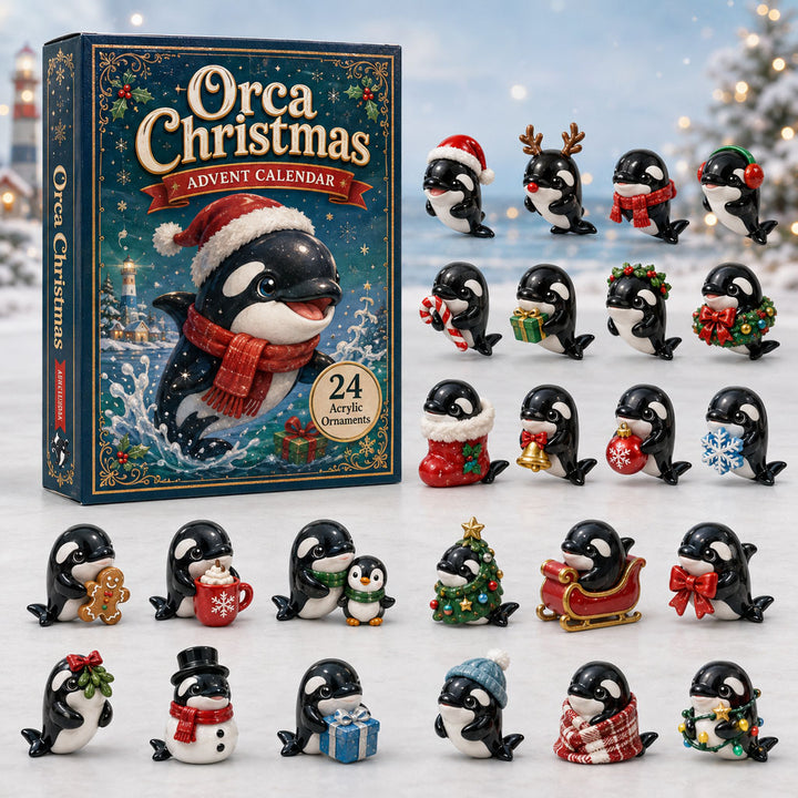 CHRISTMAS KICKOFF 40% OFF - Orca Christmas Advent Calendar 2026 - 24-Day Festive Countdown, Acrylic Charms Blind Box - Gift For Orca Lovers AC0HA148