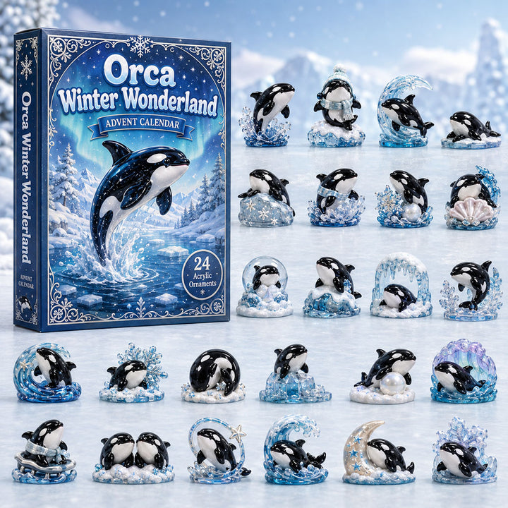 CHRISTMAS KICKOFF 40% OFF - Orca Winter Wonderland Advent Calendar 2026 - 24-Day Festive Countdown, Acrylic Charms Blind Box - Gift For Orca Lovers AC0HA150