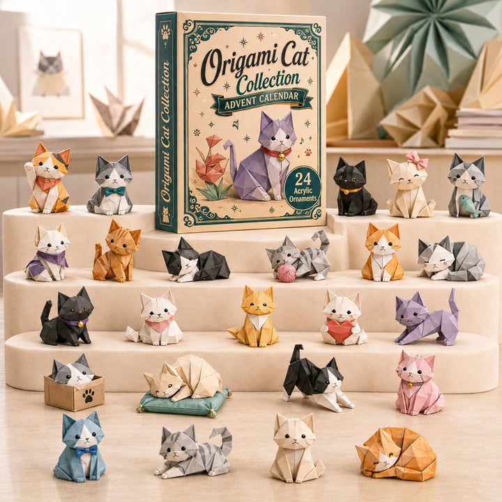 CHRISTMAS KICKOFF 40% OFF - Origami Cat Collection Advent Calendar 2026 - 24-Day Festive Countdown, Acrylic Charms Blind Box - Gift For Origami Lovers AC0TH220