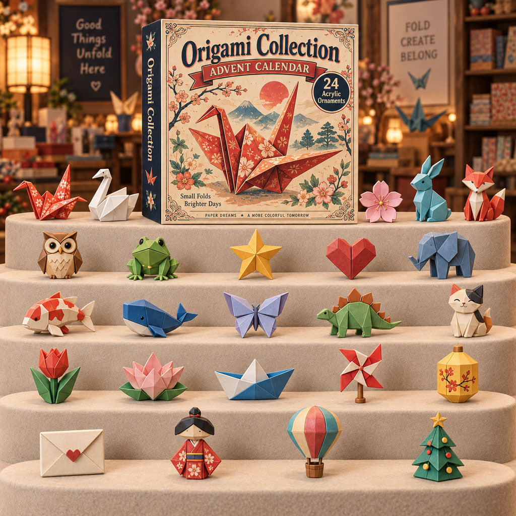 CHRISTMAS KICKOFF 40% OFF - Origami Collection Advent Calendar 2026 - 24-Day Festive Countdown, Acrylic Charms Blind Box - Gift For Origami Lovers AC0TH245