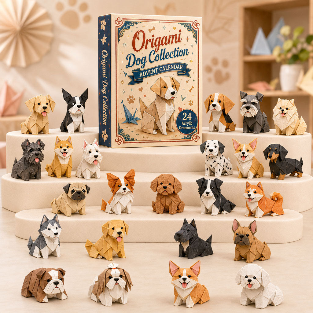 CHRISTMAS KICKOFF 40% OFF - Origami Dog Collection Advent Calendar 2026 - 24-Day Festive Countdown, Acrylic Charms Blind Box - Gift For Origami Lovers AC0TH219