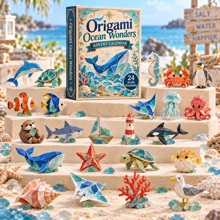 CHRISTMAS KICKOFF 40% OFF - Origami Ocean Wonders Advent Calendar 2026 - 24-Day Festive Countdown, Acrylic Charms Blind Box - Gift For Origami Lovers AC0TH223