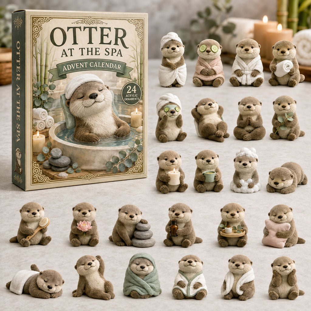 CHRISTMAS KICKOFF 40% OFF - Otter At Spa Advent Calendar 2026 - 24-Day Festive Countdown, Acrylic Charms Blind Box - Gift For Otter Lovers AC0TM270