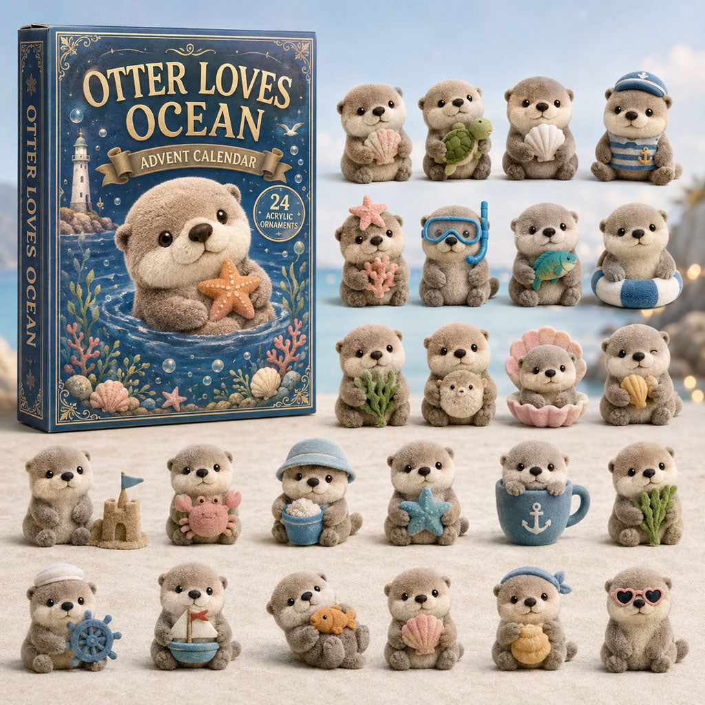CHRISTMAS KICKOFF 40% OFF - Otter Loves Ocean Advent Calendar 2026 - 24-Day Festive Countdown, Acrylic Charms Blind Box - Gift For Otter Lovers AC0TM141