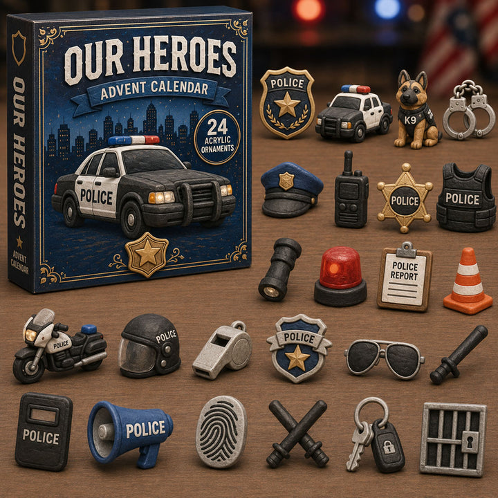CHRISMAST KICKOFF 40% OFF - Our Heroes Police Advent Calendar 2026 - 24-Day Festive Countdown, Acrylic Charms Blind Box - Gift For Police Lovers AC0TM205