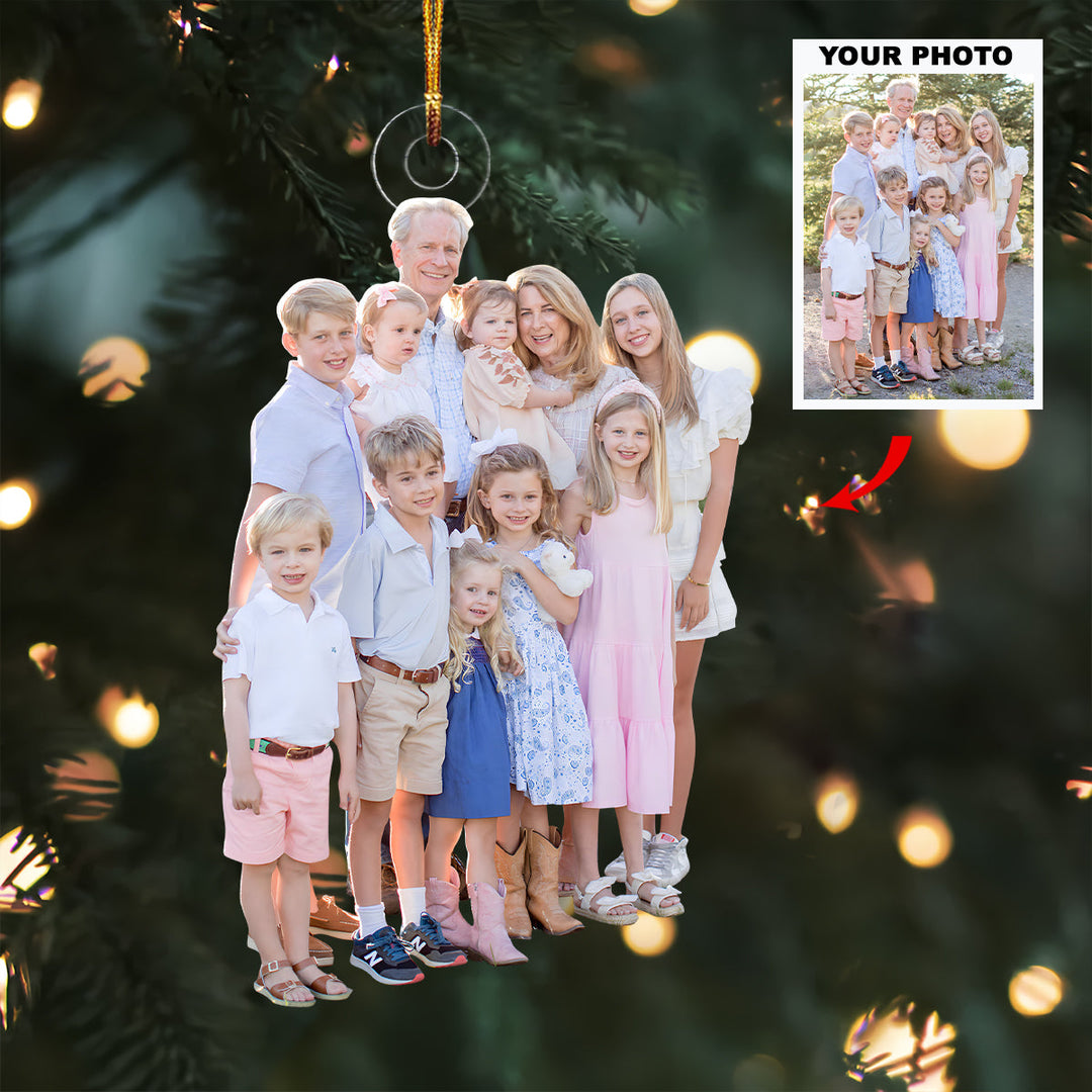 Our Joyful Family Moment - Personalized Photo Mica Ornament - Christmas Gift For Family Members