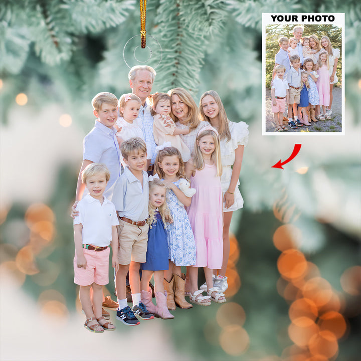 Our Joyful Family Moment - Personalized Photo Mica Ornament - Christmas Gift For Family Members