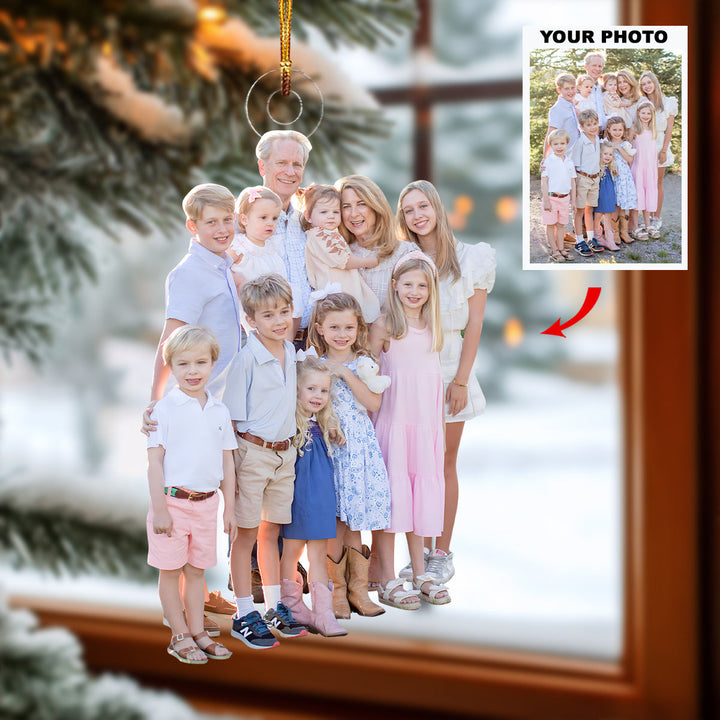 Our Joyful Family Moment - Personalized Photo Mica Ornament - Christmas Gift For Family Members