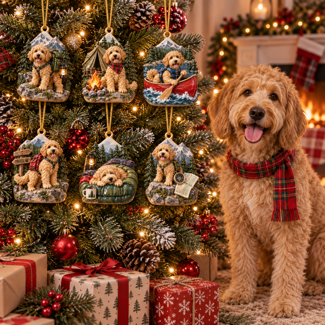 Outdoor Goldendoodle Acrylic Ornament Gift Set NCU0NT139