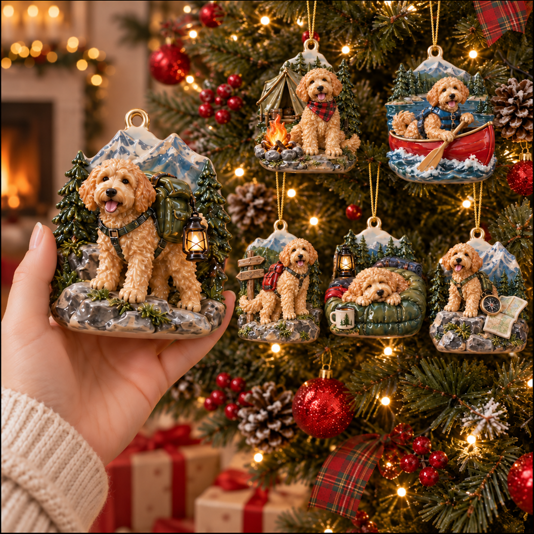 Outdoor Goldendoodle Acrylic Ornament Gift Set NCU0NT139