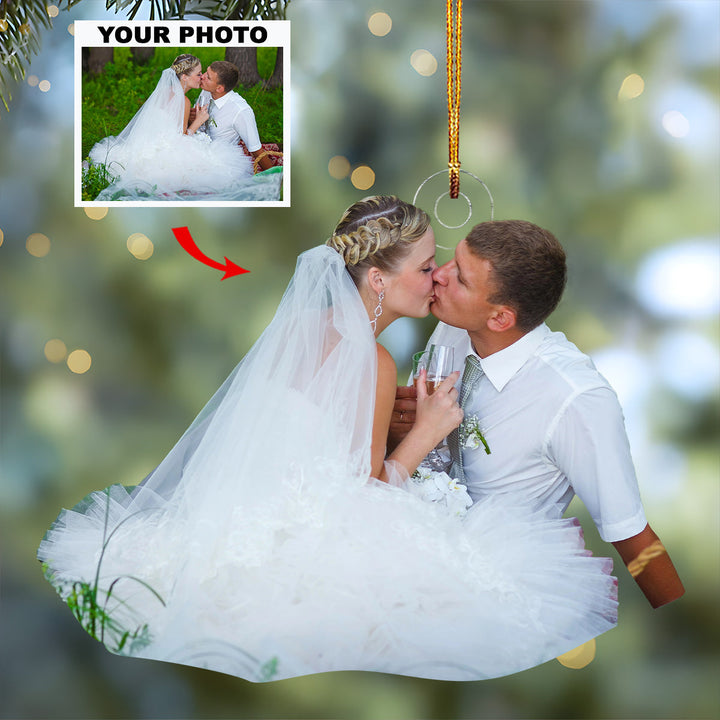 Outdoor Kiss - Personalized Photo Mica Ornament - Gift For Couple