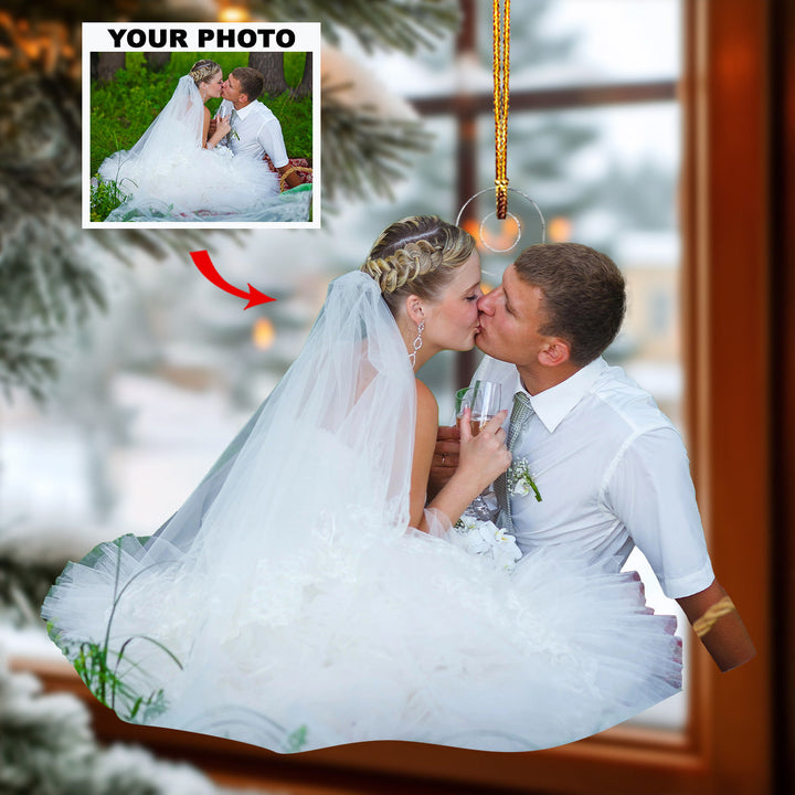 Outdoor Kiss - Personalized Photo Mica Ornament - Gift For Couple