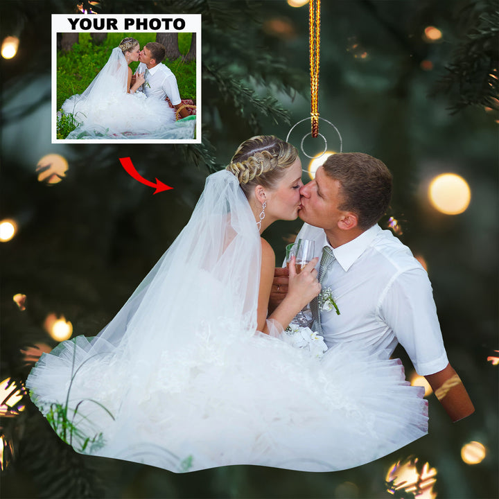 Outdoor Kiss - Personalized Photo Mica Ornament - Gift For Couple