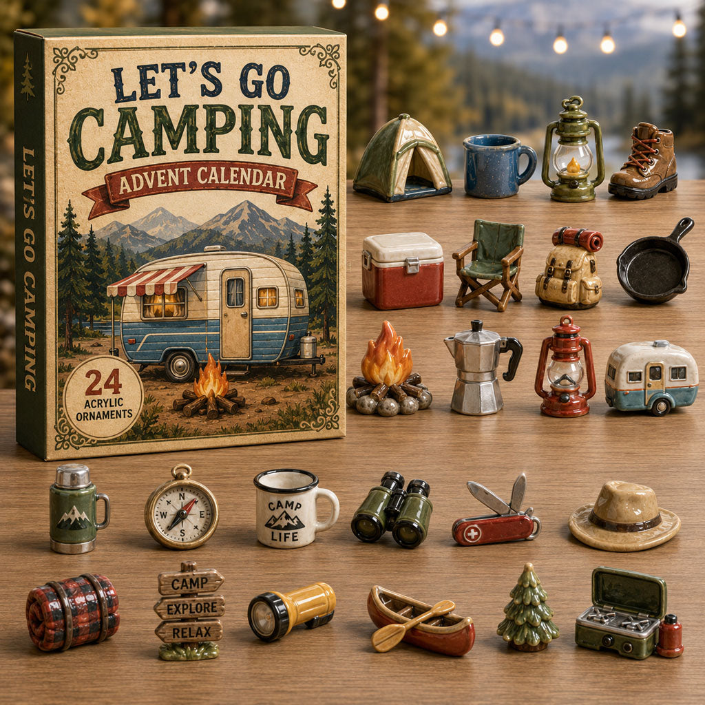 CHRISTMAS KICKOFF 40% OFF - Outdoor Gear Advent Calendar 2026 - 24-Day Festive Countdown, Acrylic Charms Blind Box - Gift For Campers