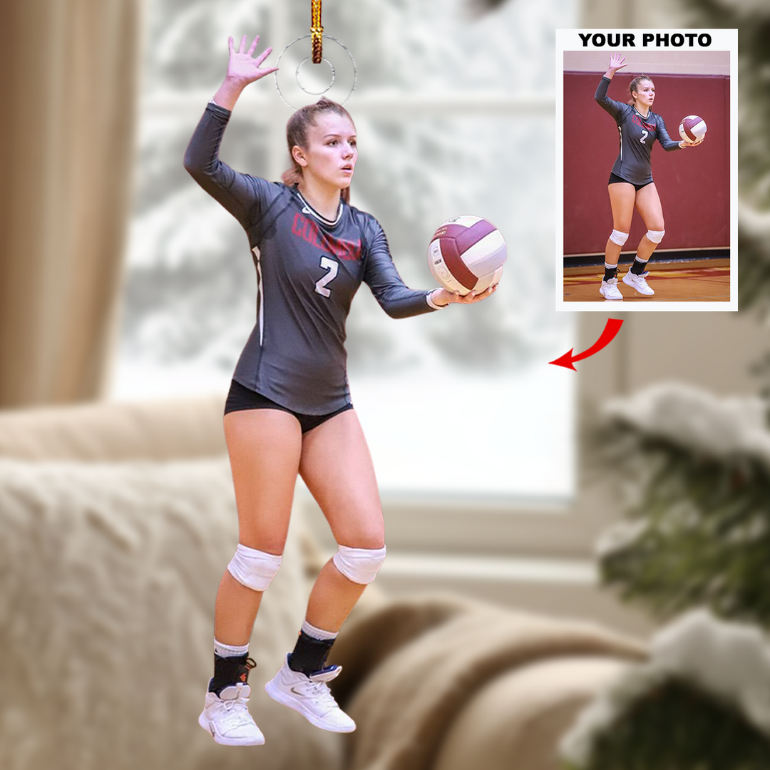 Power Play - Personalized Photo Mica Ornament - Christmas Gift For Volleyball Lover, Volleyball Player