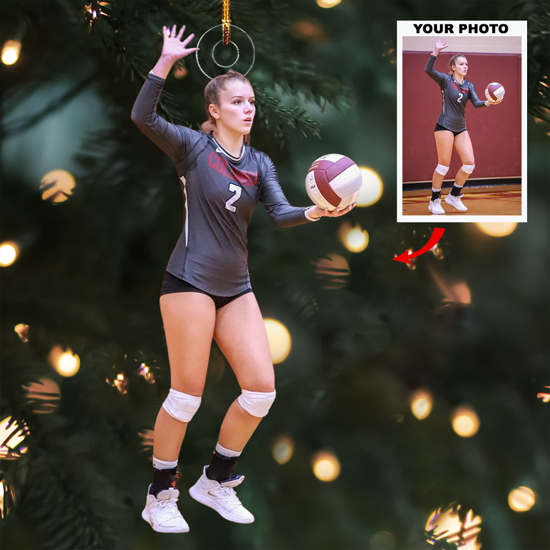 Power Play - Personalized Photo Mica Ornament - Christmas Gift For Volleyball Lover, Volleyball Player