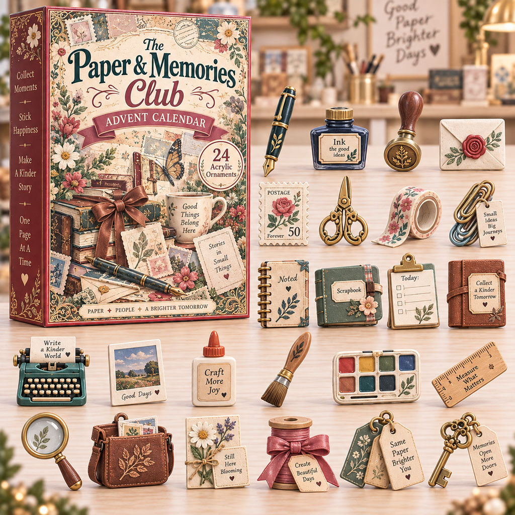 CHRISTMAS KICKOFF 40% OFF - Paper Memories Club Advent Calendar 2026 - 24-Day Festive Countdown, Acrylic Charms Blind Box - Gift For Scrapbooking Lovers AC0TH342