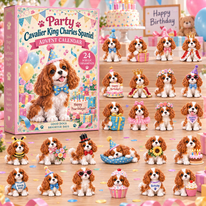 CHRISTMAS KICKOFF 40% OFF - Party Cavalier Spaniel Advent Calendar 2026 - 24-Day Festive Countdown, Acrylic Charms Blind Box - Gift For Cavalier King Charles Spaniel Lovers AC0NT245