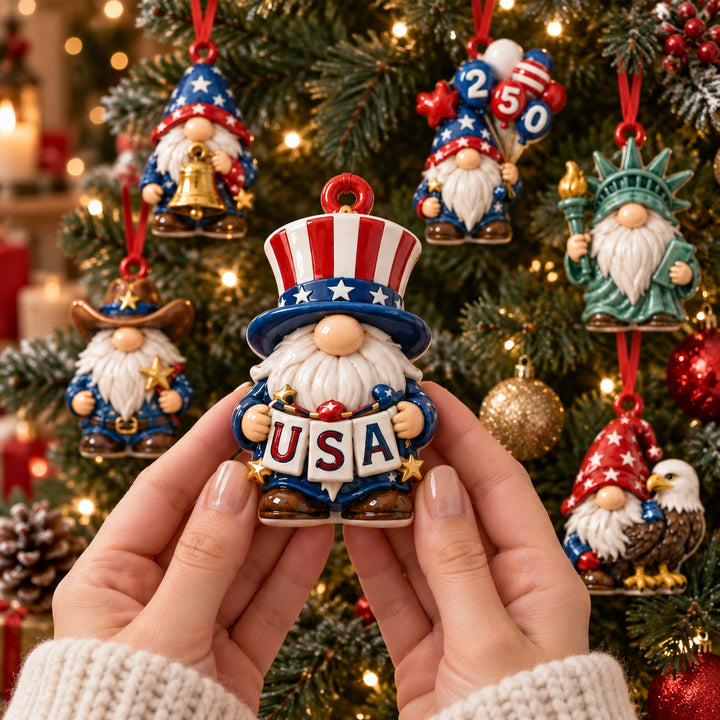 Patriotic Gnome Acrylic Ornament Gift Set NCU0HT159
