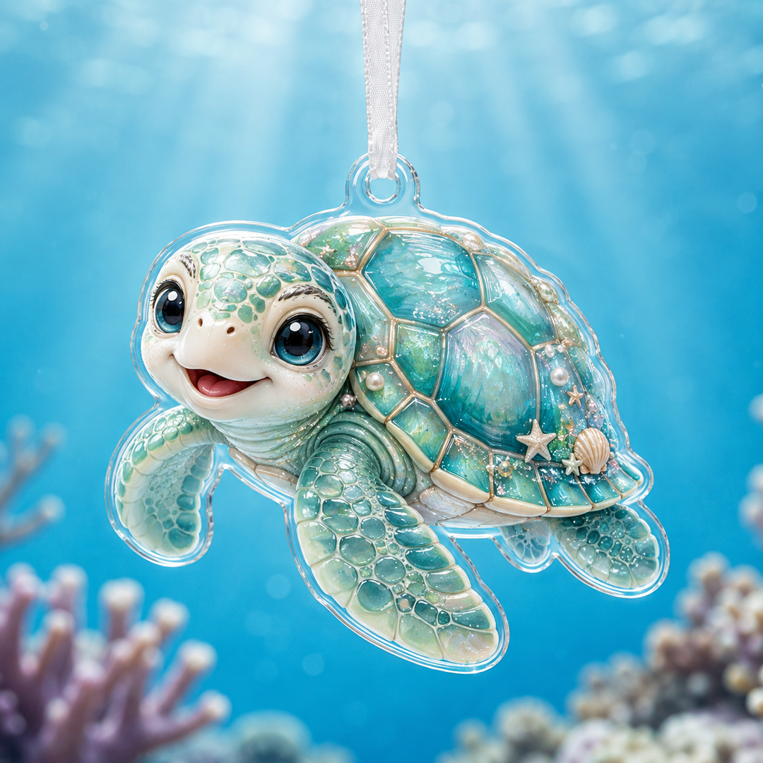 Pearl Lagoon Turtle Mica Ornament NCU0HA021