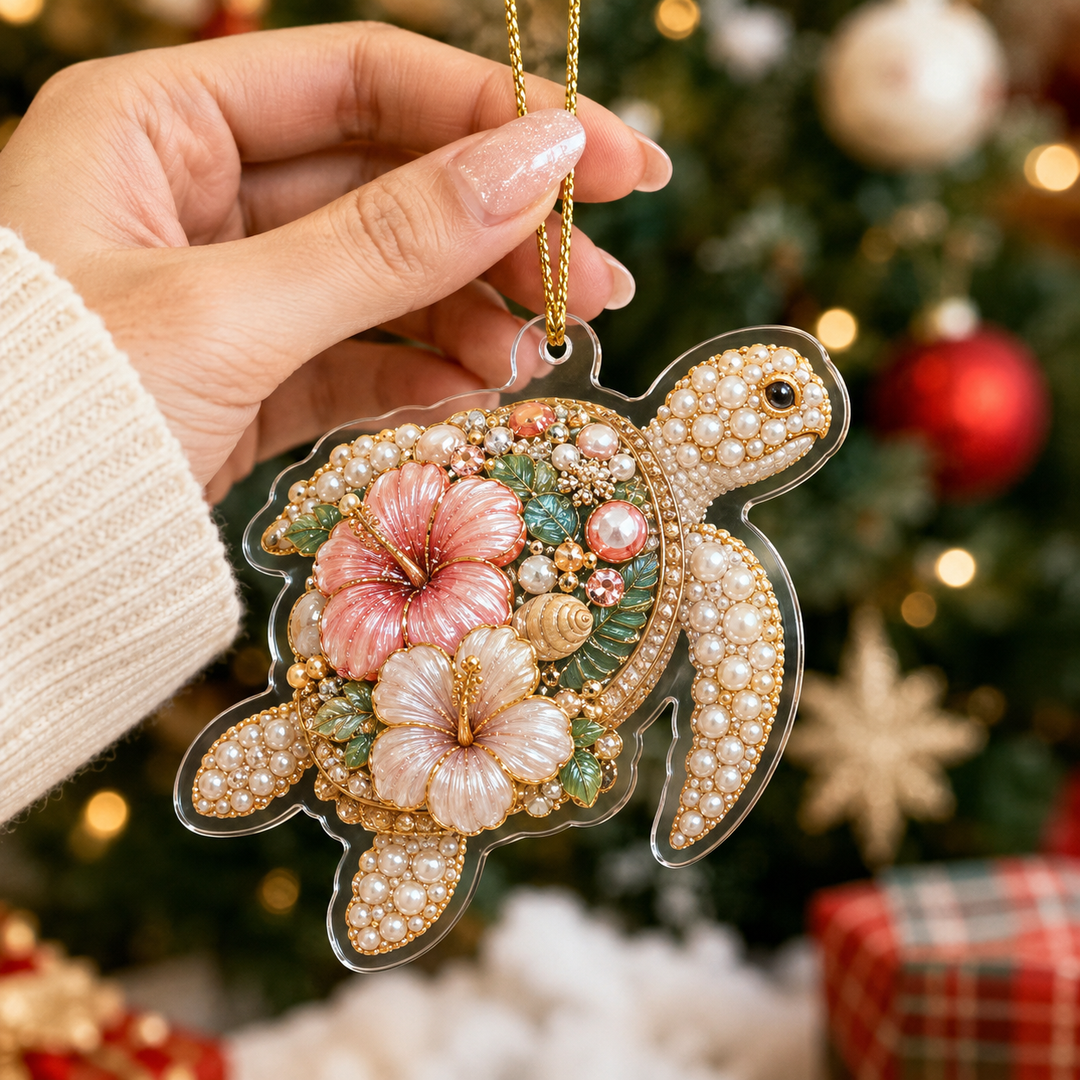 Pearl Sea Turtle Mica Ornament NCU0HT004