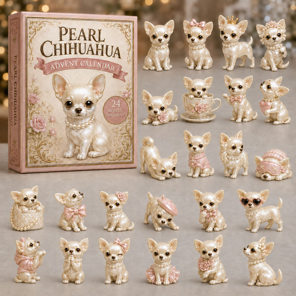 CHRISMAST KICKOFF 40% OFF - Pearl Chihuahua Dog Advent Calendar 2026 - 24-Day Festive Countdown, Acrylic Charms Blind Box - Gift For Dog Lovers AC0TM105