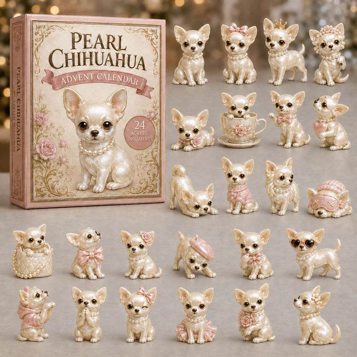 CHRISMAST KICKOFF 40% OFF - Pearl Chihuahua Dog Advent Calendar 2026 - 24-Day Festive Countdown, Acrylic Charms Blind Box - Gift For Dog Lovers AC0TM105