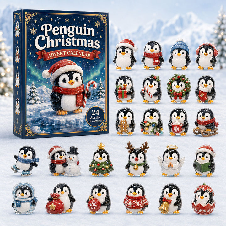 CHRISMAST KICKOFF 40% OFF - Penguin Christmas Advent Calendar 2026 - 24-Day Festive Countdown, Acrylic Charms Blind Box - Gift For Penguin Lovers AC0HA075