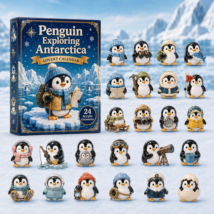 CHRISTMAS KICKOFF 40% OFF - Penguin Exploring Antarctica Advent Calendar 2026 - 24-Day Festive Countdown, Acrylic Charms Blind Box - Gift For Penguin Lovers AC0HA076
