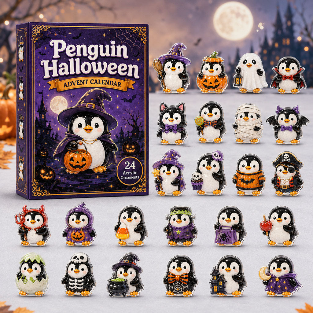 HALLOWEEN KICKOFF 40% OFF - Penguin Halloween Advent Calendar 2026 - 24-Day Festive Countdown, Acrylic Charms Blind Box - Gift For Penguin Lovers AC0HA077