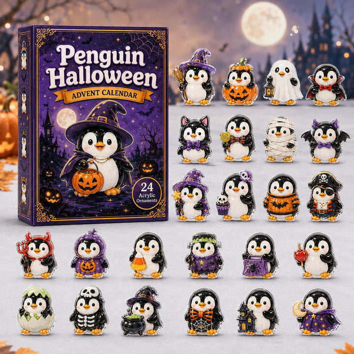 HALLOWEEN KICKOFF 40% OFF - Penguin Halloween Advent Calendar 2026 - 24-Day Festive Countdown, Acrylic Charms Blind Box - Gift For Penguin Lovers AC0HA077