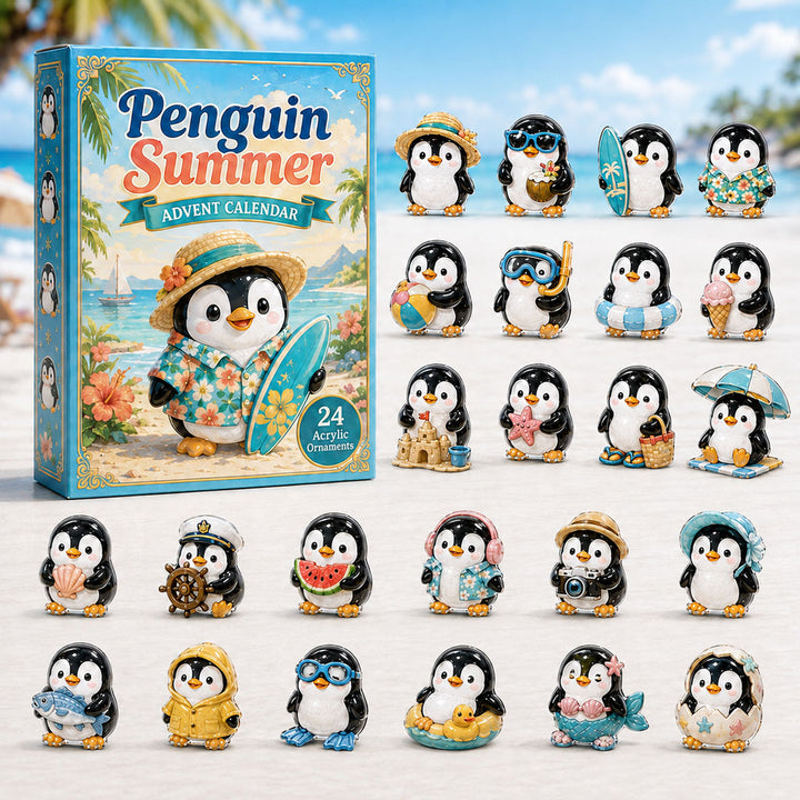 CHRISTMAS KICKOFF 40% OFF - Penguin Summer Advent Calendar 2026 - 24-Day Festive Countdown, Acrylic Charms Blind Box - Gift For Penguin Lovers AC0HA078