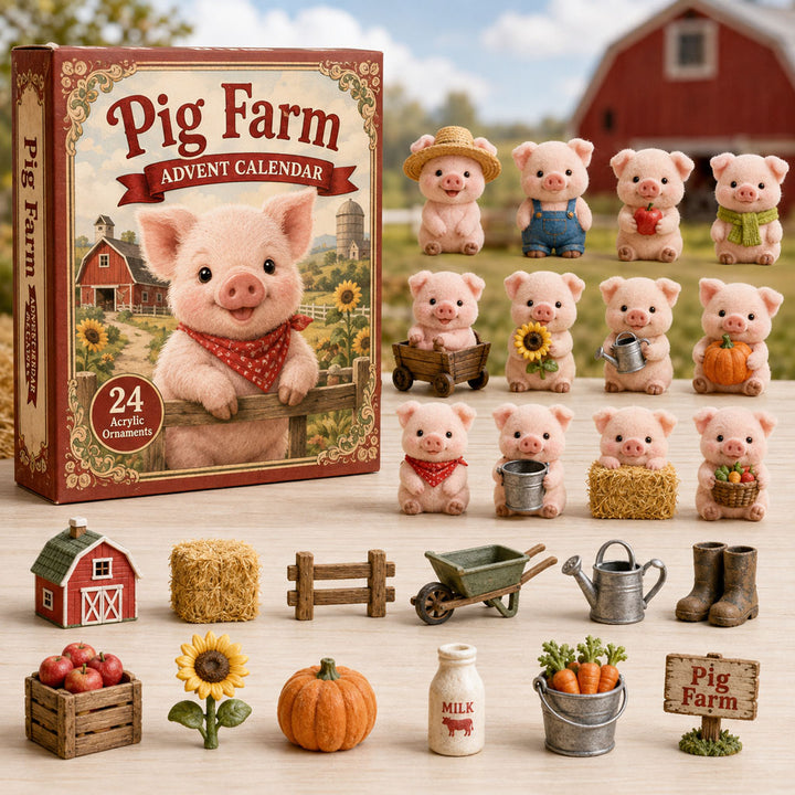 CHRISTMAS KICKOFF 40% OFF - Pig Farm Advent Calendar 2026 - 24-Day Festive Countdown, Acrylic Charms Blind Box - Gift For Farm Lovers AC0TM021