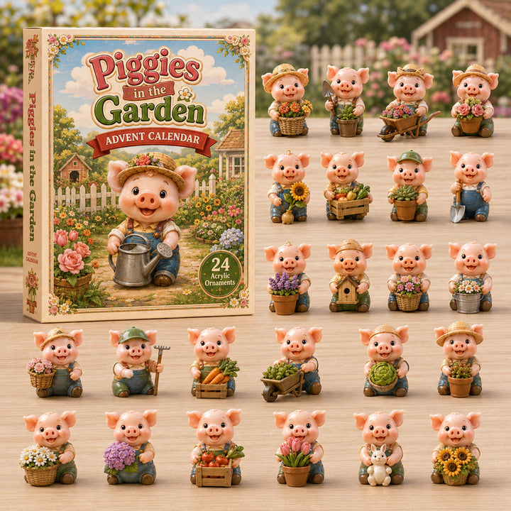 CHRISTMAS KICKOFF 40% OFF - Piggies in the Garden Advent Calendar 2026 - 24-Day Festive Countdown, Acrylic Charms Blind Box - Gift For Pig Lovers AC0HA215