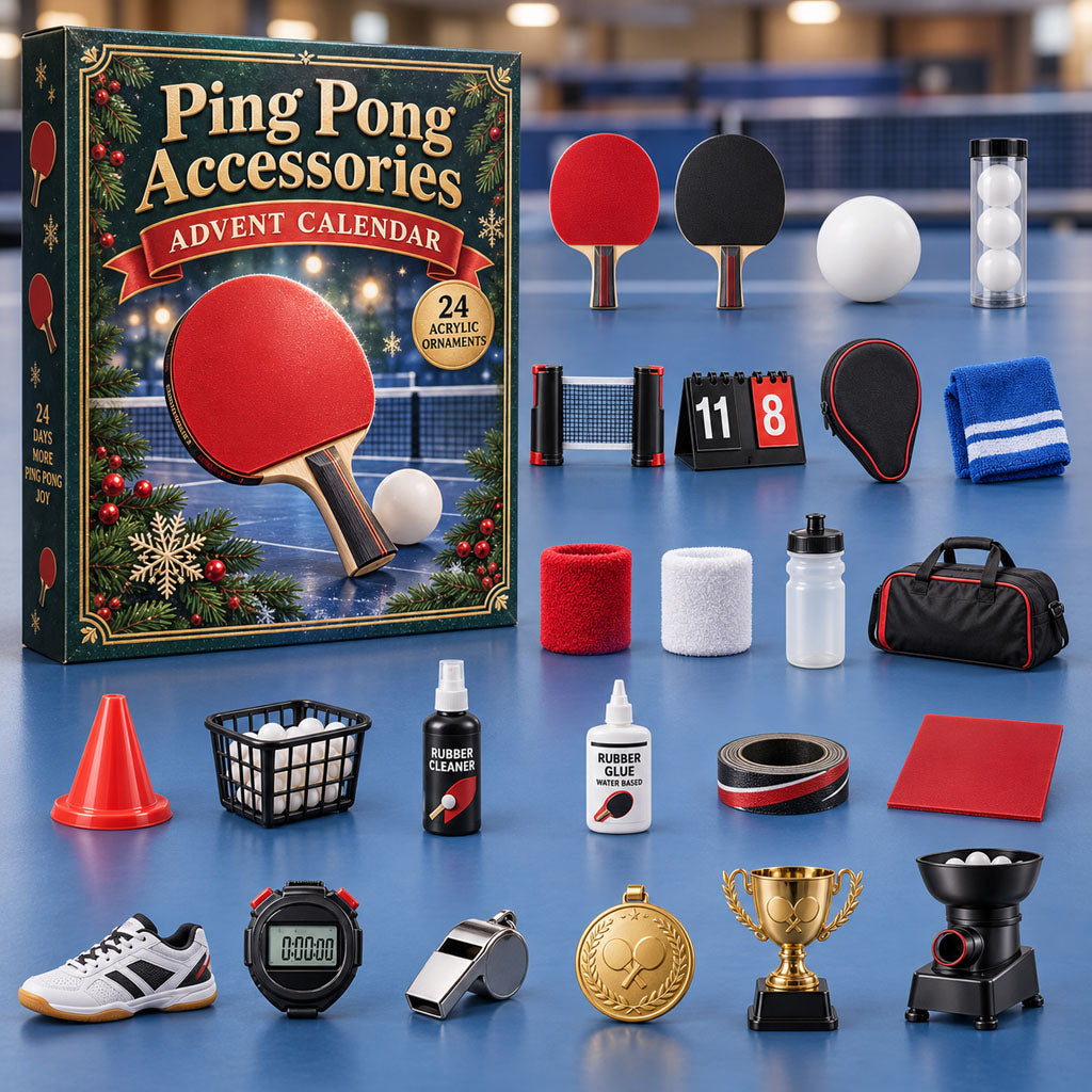 CHRISTMAS KICKOFF 40% OFF - Ping Pong Accessories Advent Calendar 2026 - 24-Day Festive Countdown, Acrylic Charms Blind Box - Gift For Ping Pong Lovers AC0NT287