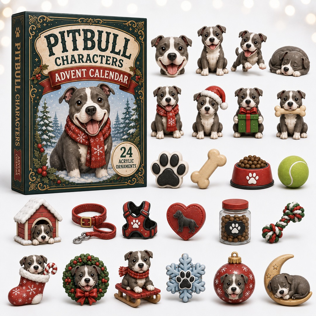 CHRISTMAS KICKOFF 40% OFF - Pitbull Characters Advent Calendar 2026 - 24-Day Festive Countdown, Acrylic Charms Blind Box - Gift For Pitbull Lovers