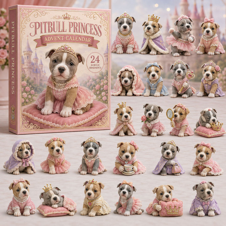 CHRISTMAS KICKOFF 40% OFF - Pitbull Princess Advent Calendar 2026 - 24-Day Festive Countdown, Acrylic Charms Blind Box - Gift For Pitbull Lovers AC0TM279