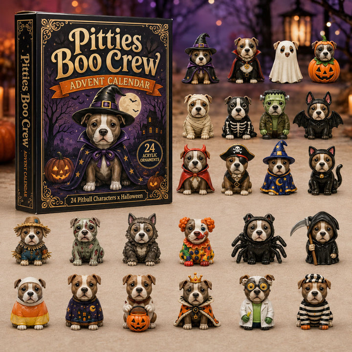 HALLOWEEN KICKOFF 40% OFF - Pitties Boo Crew Advent Calendar 2026 - 24-Day Festive Countdown, Acrylic Charms Blind Box - Gift For Pitbull Lovers AC0NT227