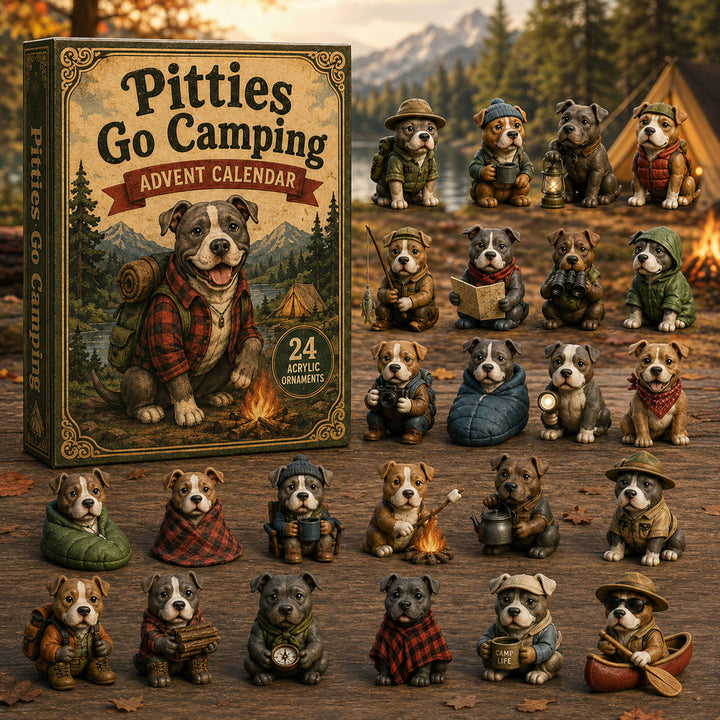 CHRISTMAS KICKOFF 40% OFF - Pitties Go Camping Advent Calendar 2026 - 24-Day Festive Countdown, Acrylic Charms Blind Box - Gift For Pitbull Lovers AC0NT228
