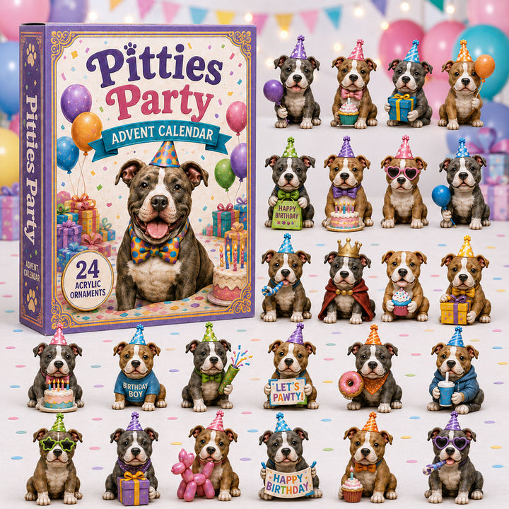 CHRISTMAS KICKOFF 40% OFF - Pitties Party Advent Calendar 2026 - 24-Day Festive Countdown, Acrylic Charms Blind Box - Gift For Pitbull Lovers AC0NT229