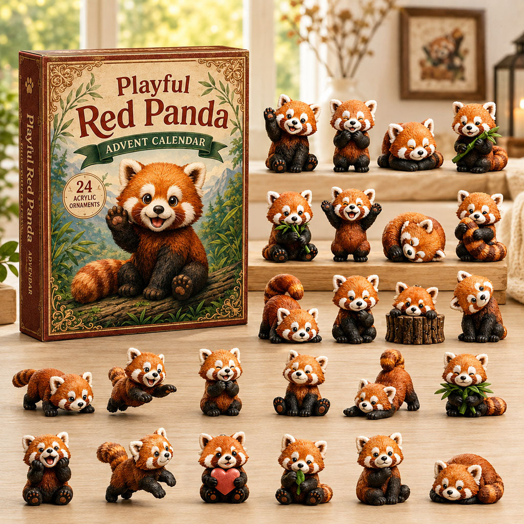 CHRISTMAS KICKOFF 40% OFF - Playful Red Panda Advent Calendar 2026 - 24-Day Festive Countdown, Acrylic Charms Blind Box - Gift For Red Panda Lovers AC0NT184