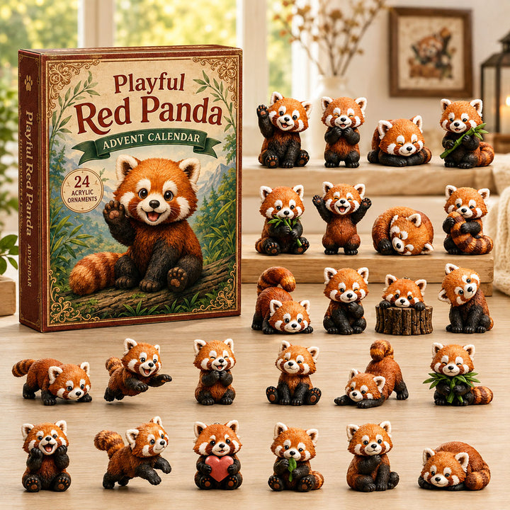 CHRISTMAS KICKOFF 40% OFF - Playful Red Panda Advent Calendar 2026 - 24-Day Festive Countdown, Acrylic Charms Blind Box - Gift For Red Panda Lovers AC0NT184