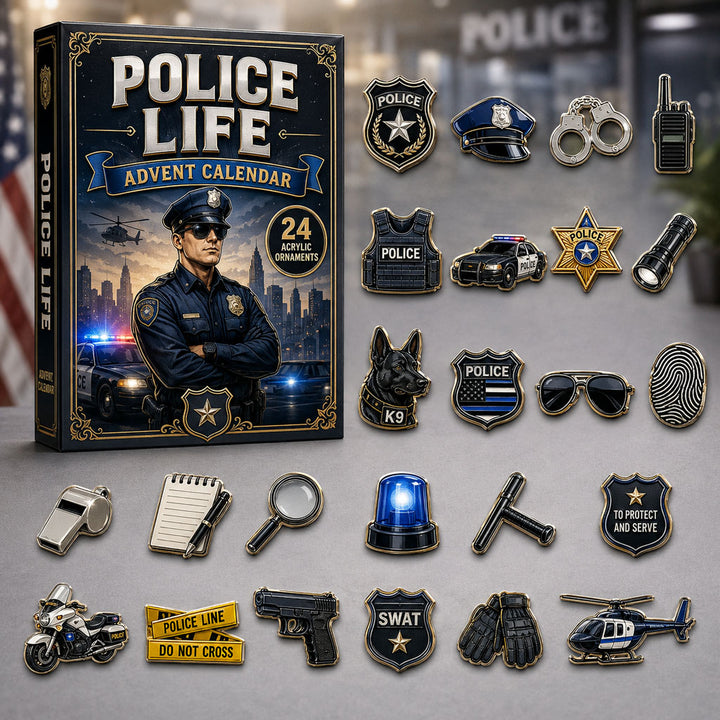 CHRISMAST KICKOFF 40% OFF - Police Life Hero Advent Calendar 2026 - 24-Day Festive Countdown, Acrylic Charms Blind Box - Gift For Police Lovers AC0TM206